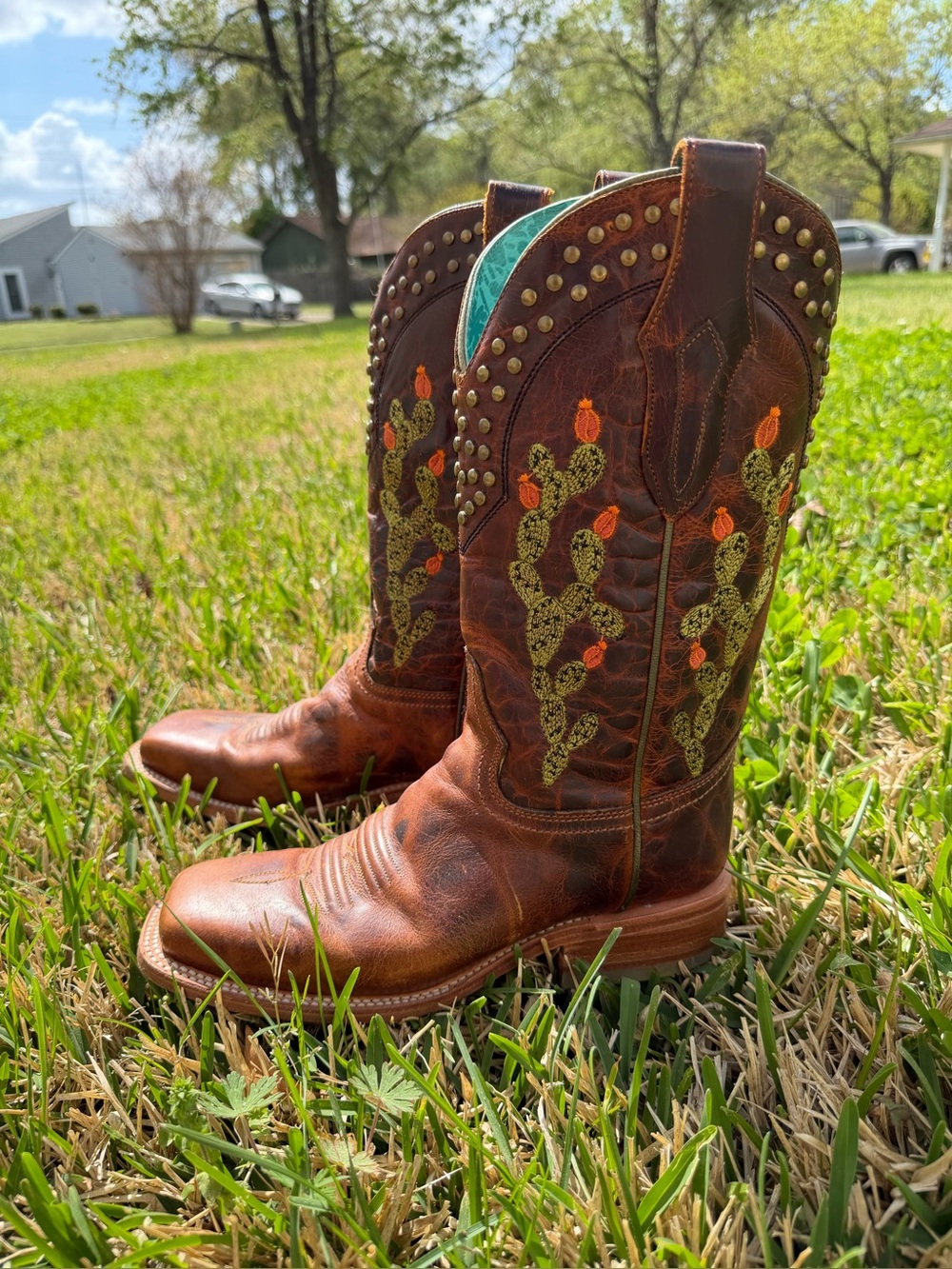 Corral Brown Cactus Embroidered Western Cowboy Boot